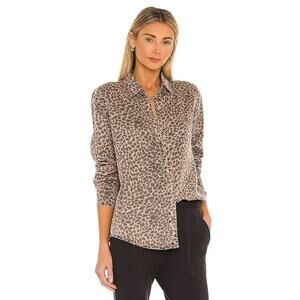 Monrow Mini Leopard Basic Shirt Button Down Linen Latte Medium
